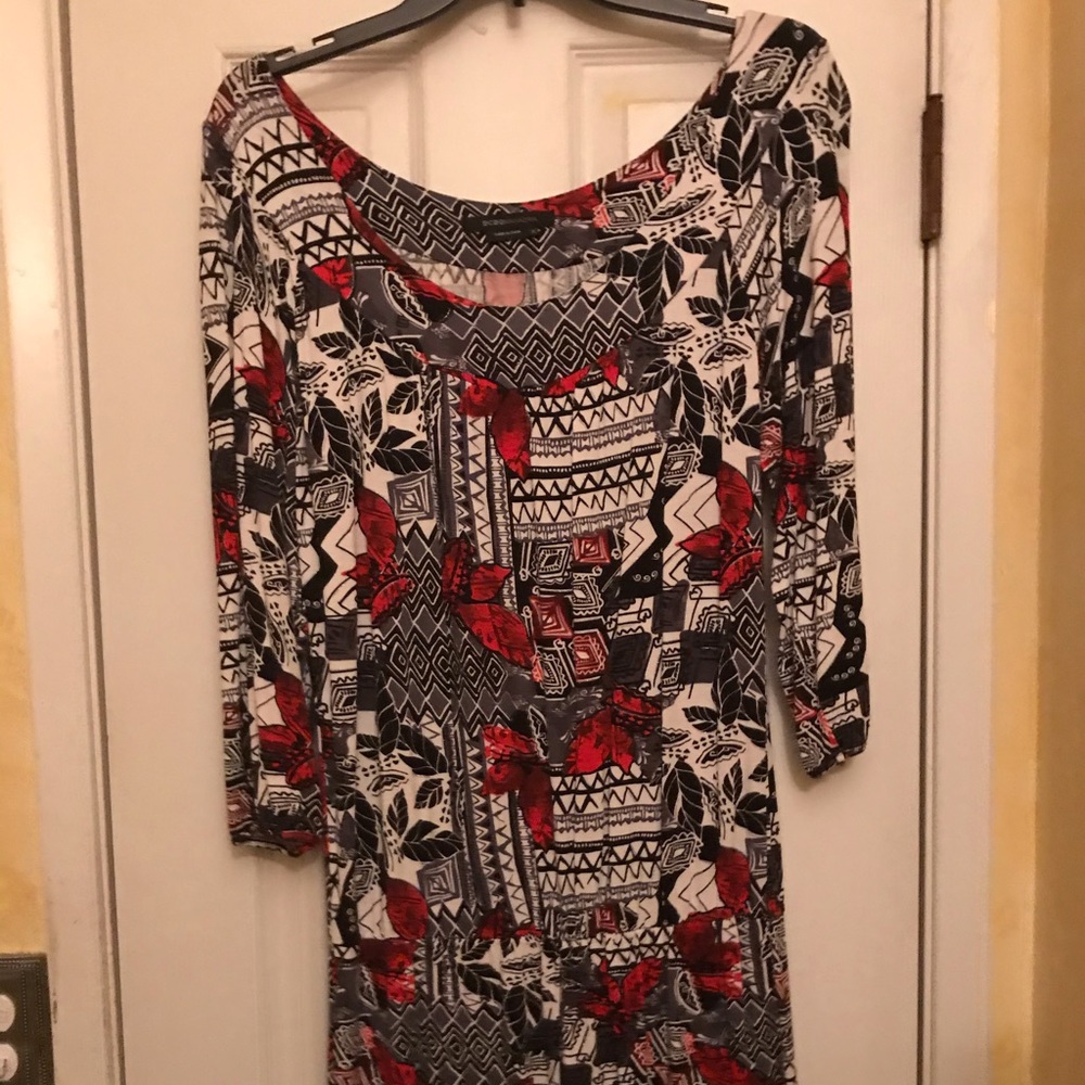 BCBG Maxazria Long Sleeve Fit Flare Knee Length
